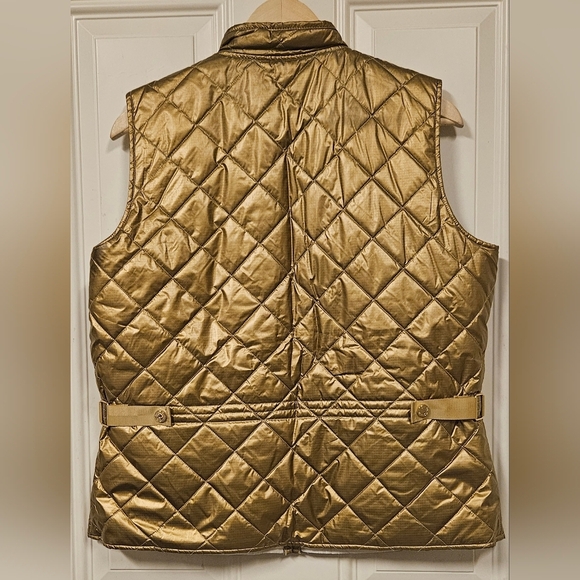 Lauren by Ralph Lauren Metallic gold white Reversible Quilted Vest size L - Picture 4 of 16